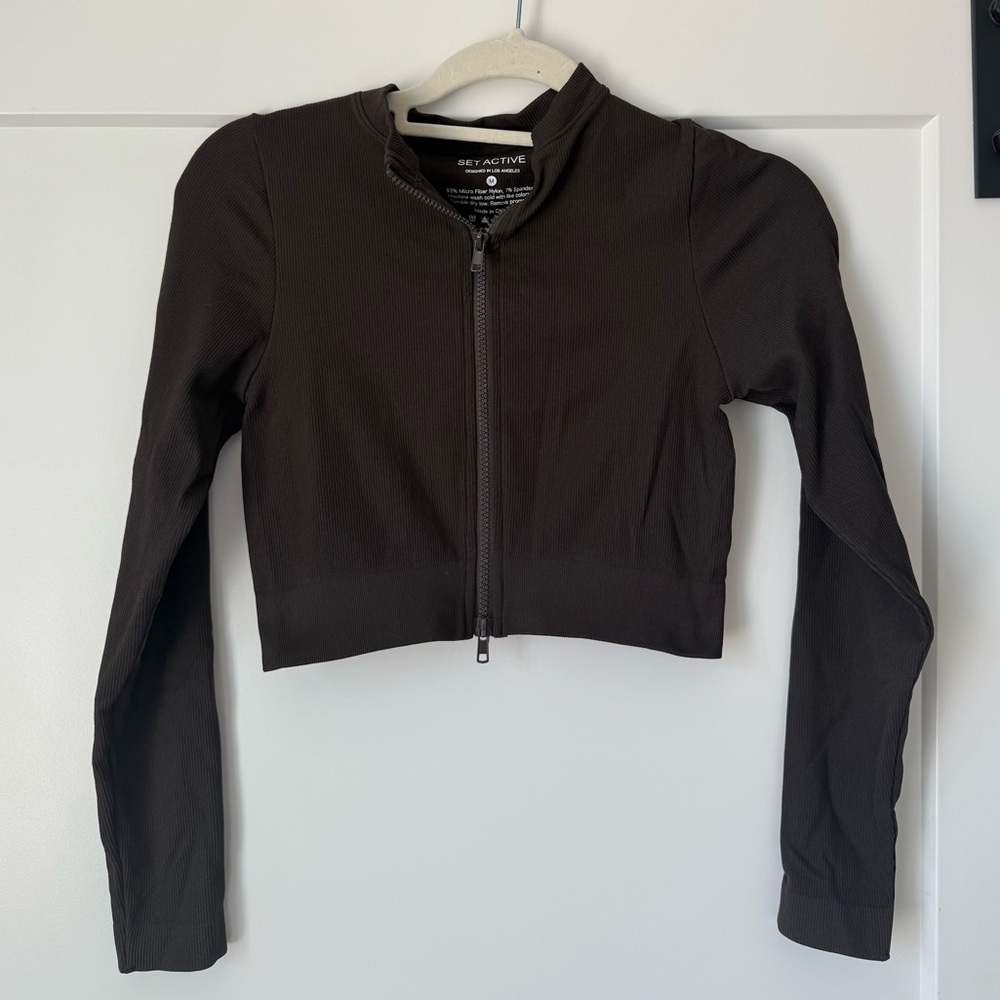 Set Active Sculptflex Sculpt Zip Up in Espresso